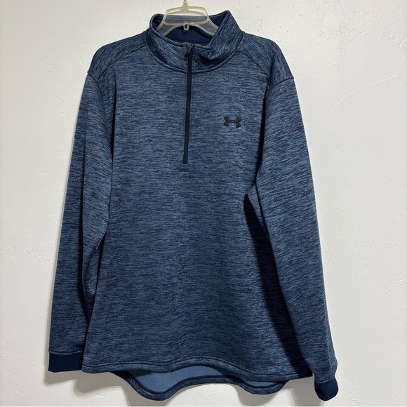 Under Armour Pullover 1/4 Quarter Zip Blue Sweatshirt Jacket XXL Men's 2XL Loose - Picture 1 of 10